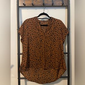 SHEIN Notched Neck Animal Print Top - sz L